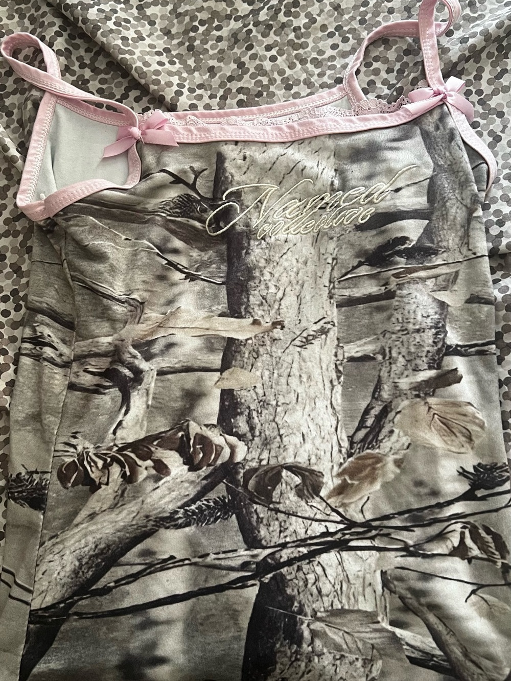 Camo Print Mini Skirt with Pink Trim